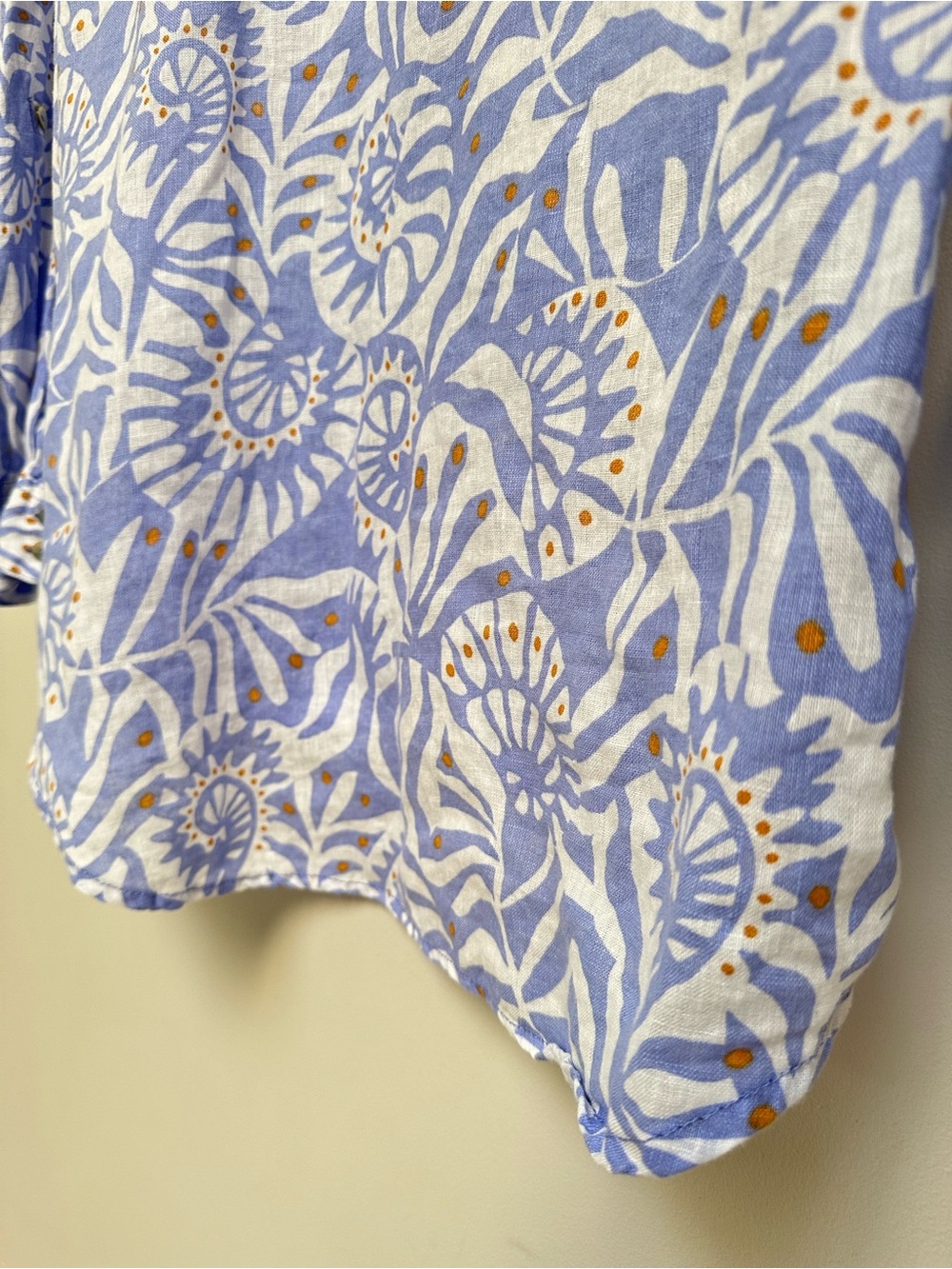 Nicole Miller 100% Linen Long Sleeve Shell Pattern Printed Blouse Women’s Large - Picture 12 of 12